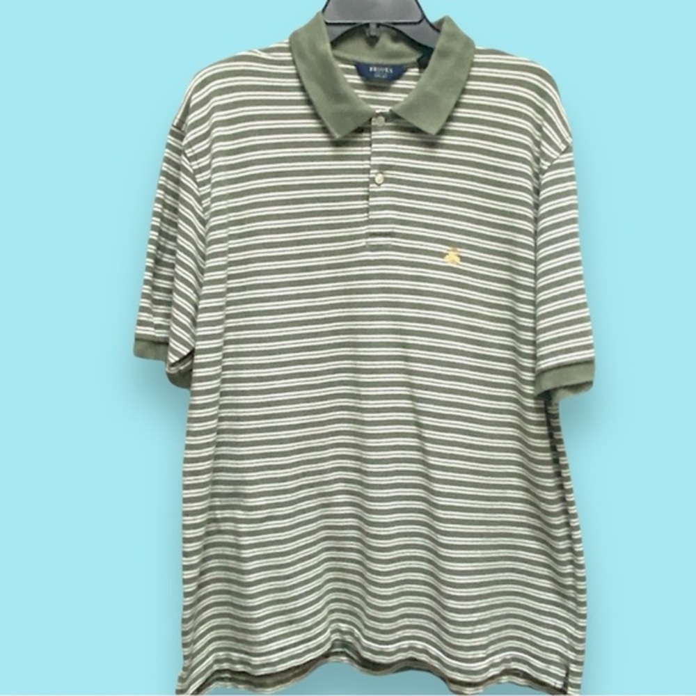 Brooks Sport Olive/White Stripe Cotton‎ Polo